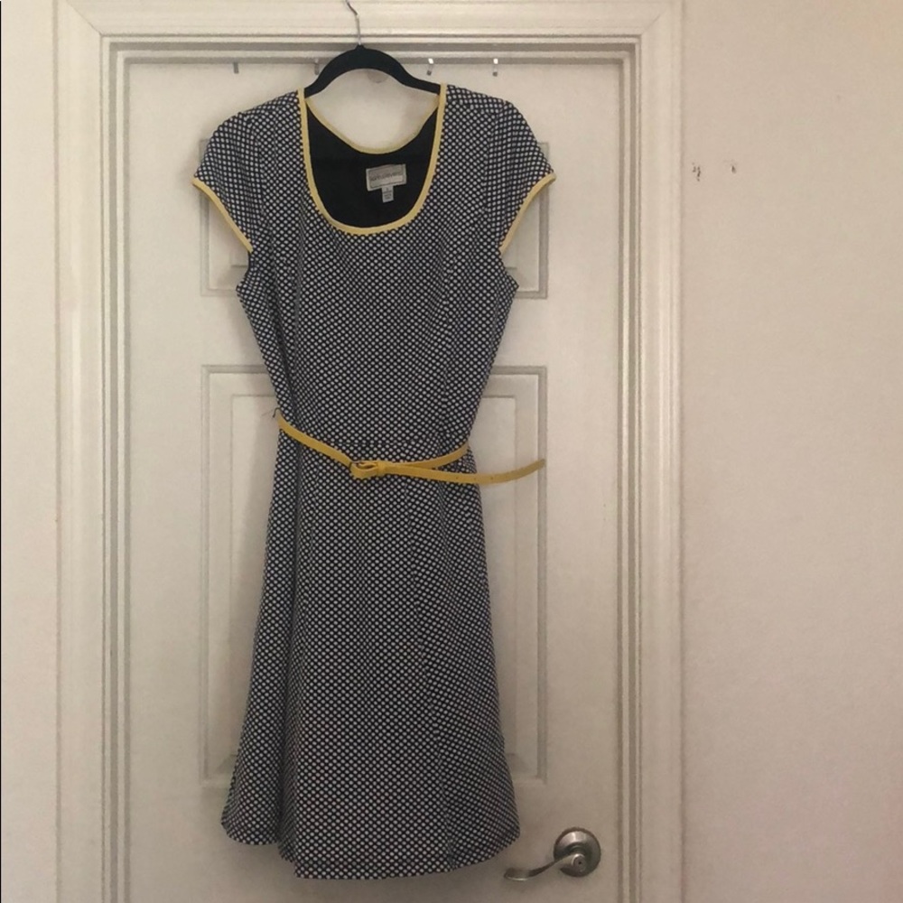 Black and white polka dot dress with hello trim